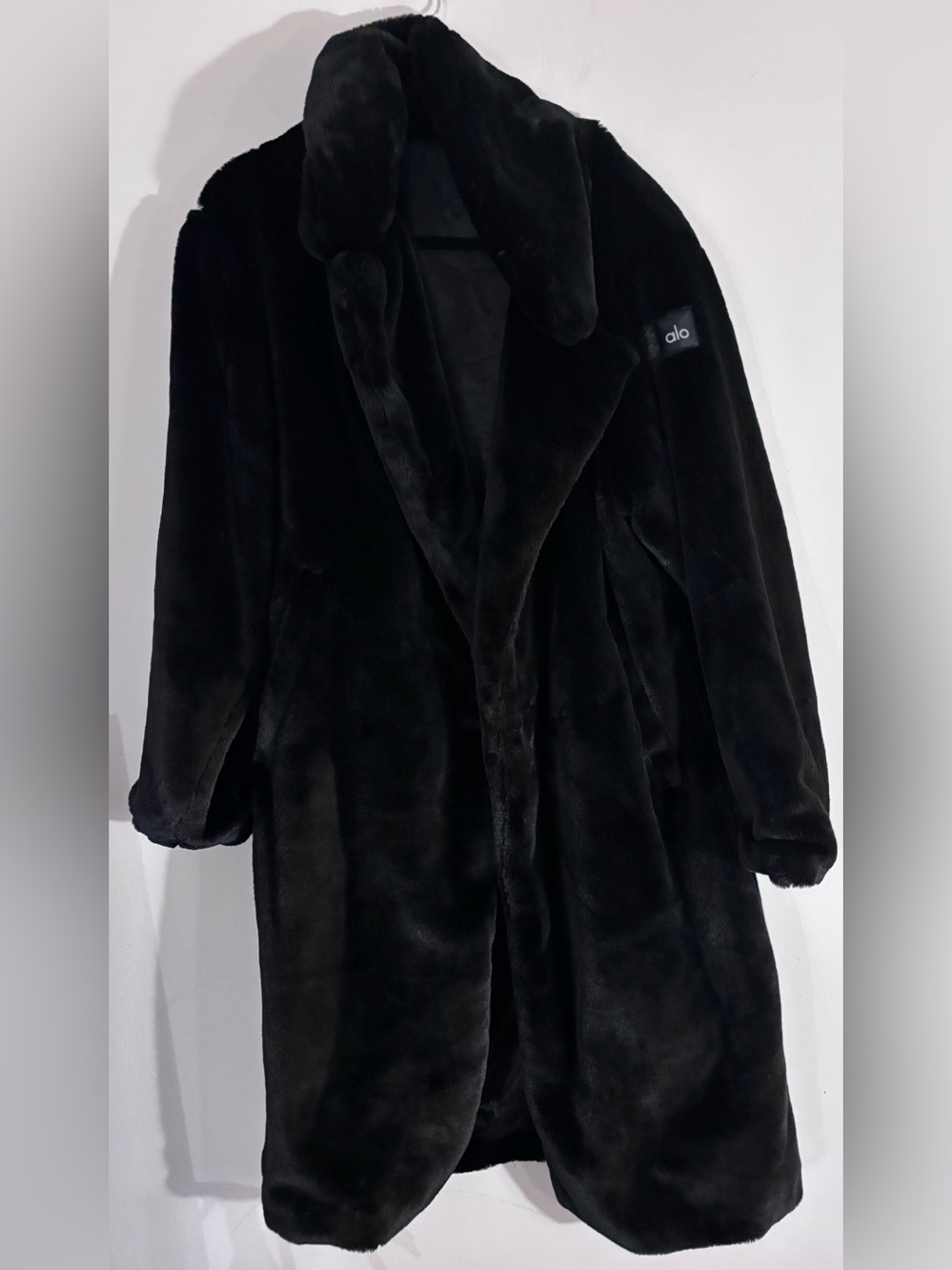 Alo Yoga Oversized Faux Fur Coat Trench Black Size M